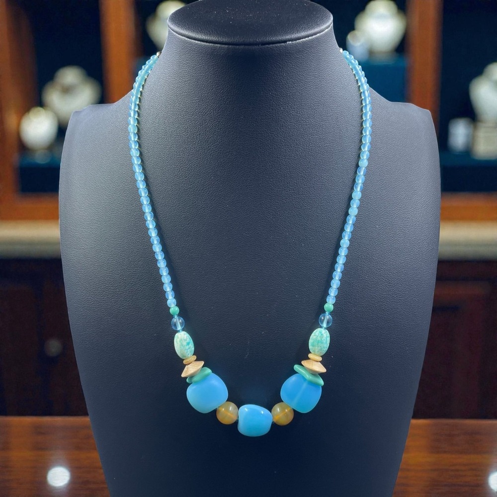 Mermaidcore Coastal Boho Chunky Beaded Necklace Resort Summer Beach Jewelry
